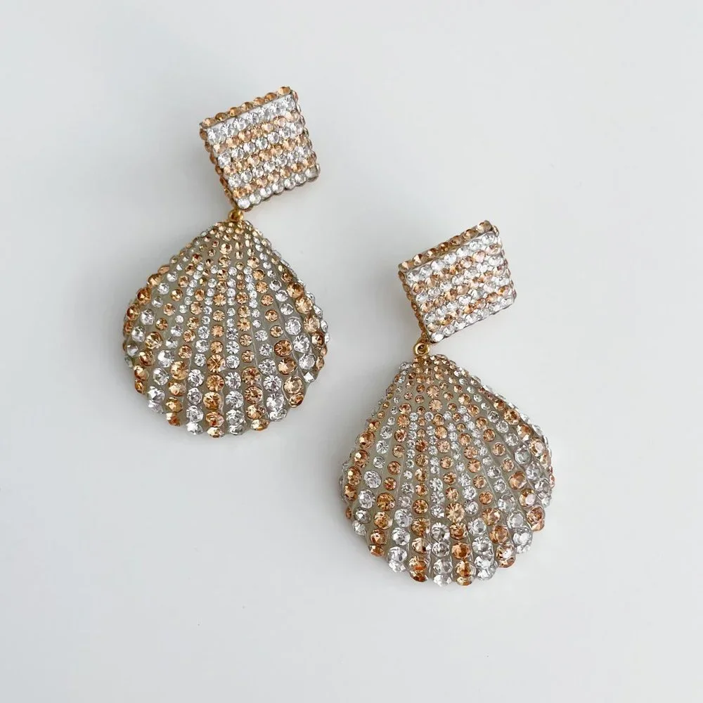 J. Crew Acetate Shell Earrings with Pavé Crystals - Picture 1 of 3
